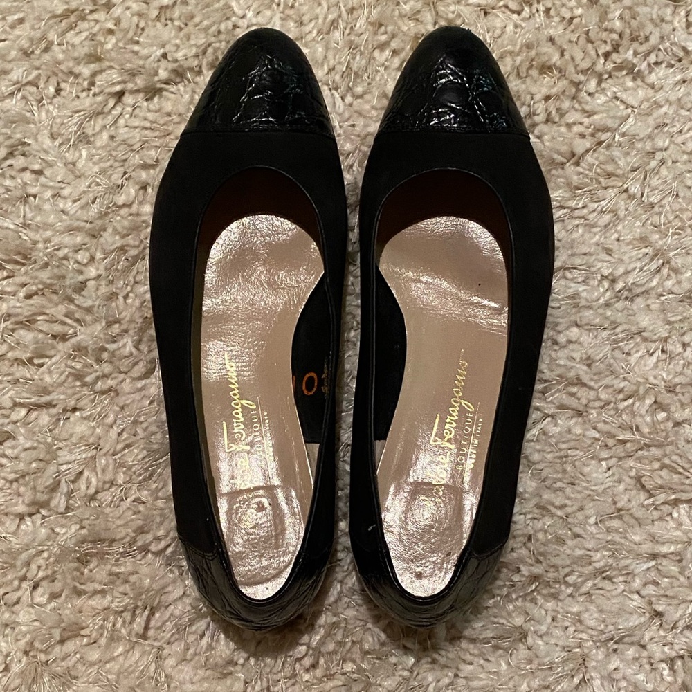 Salvatore Ferragamo black flats size 9 - Vintage - Picture 1 of 12